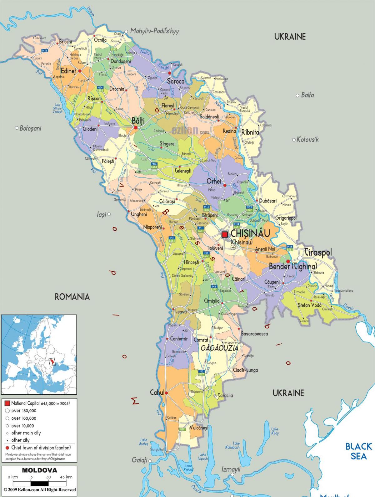 Mapa de tiraspol de Moldavia