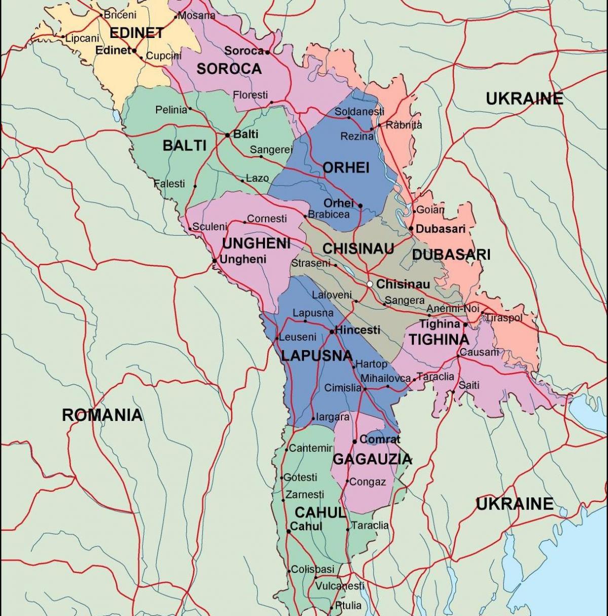 Mapa de Moldavia político